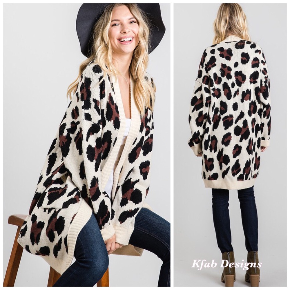 ❤️LAST! Luxe Leopard Print Pocket Sweater Cardigan - Picture 2 of 8